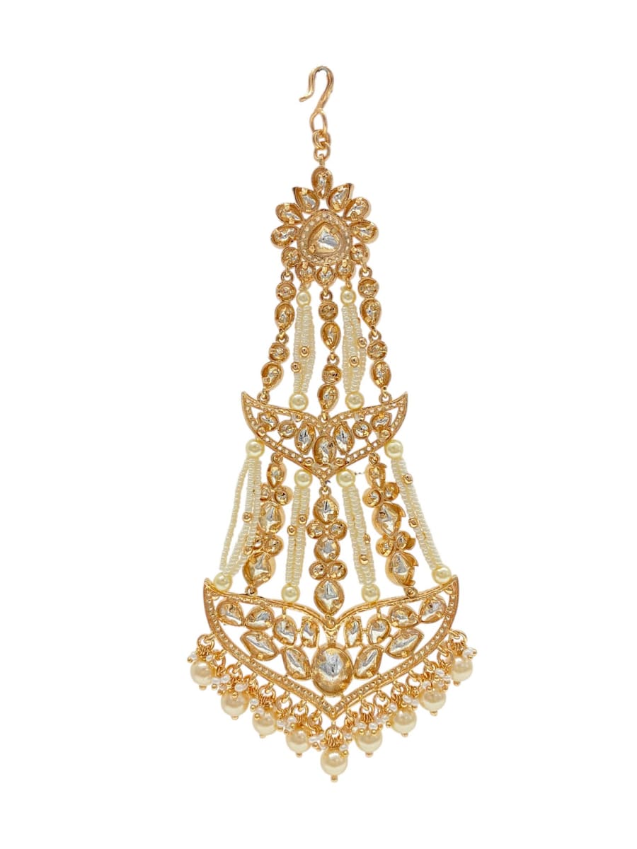 Sirini Carat Gold Polish Polki Kundan With Pearl Bridal Passa