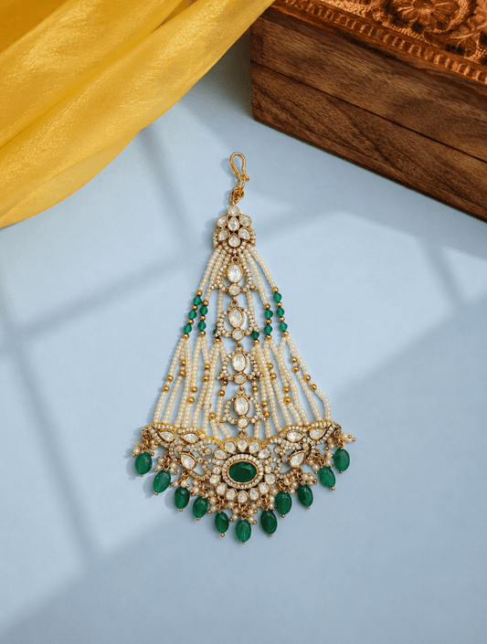 Antique Green Polki Pearl Bridal Passa