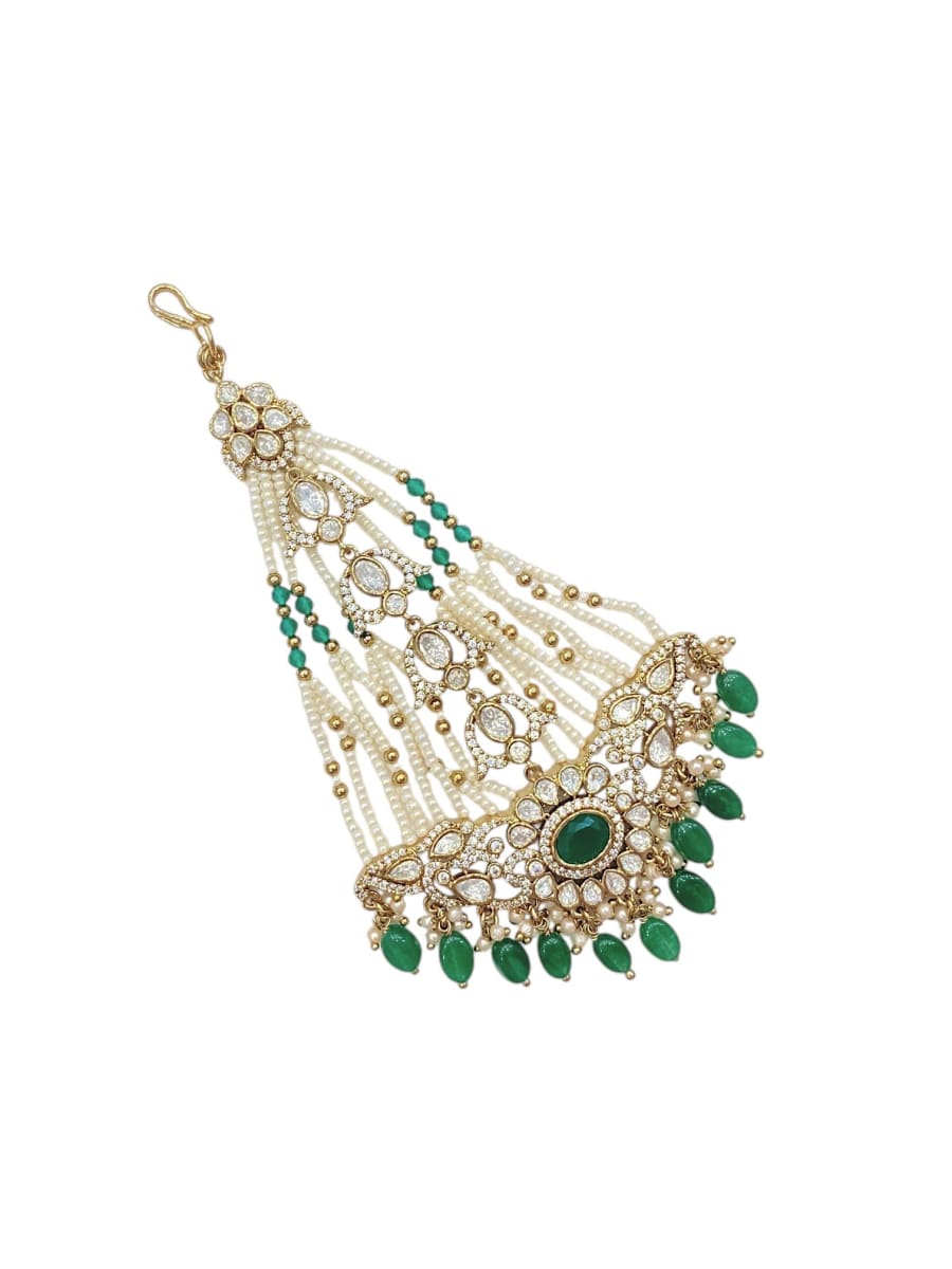 Antique Green Polki Pearl Bridal Passa