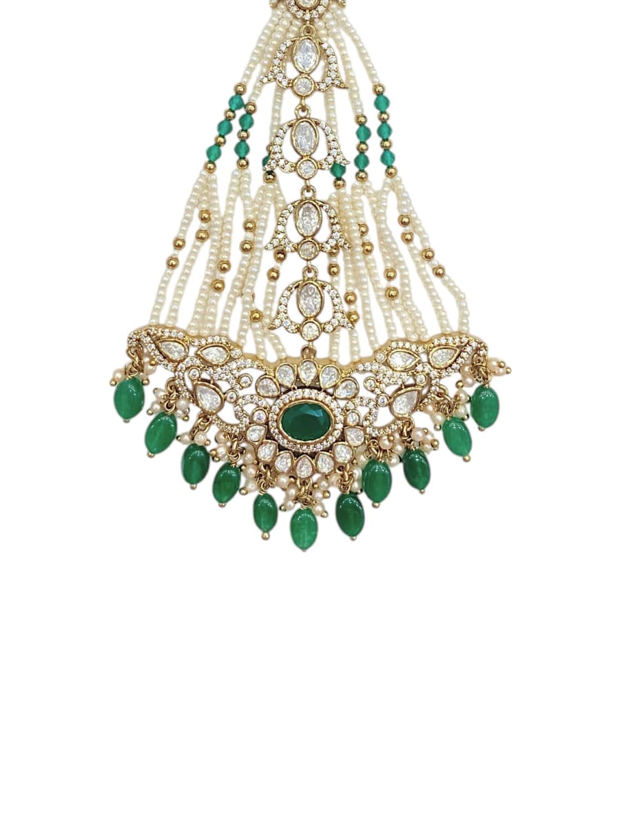 Antique Green Polki Pearl Bridal Passa