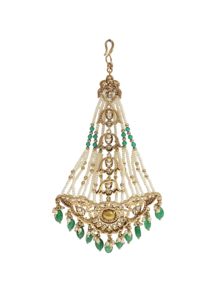 Antique Green Polki Pearl Bridal Passa
