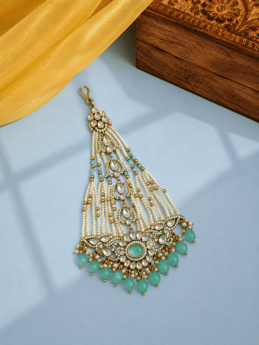 Antique Mint Polki Pearl Bridal Passa