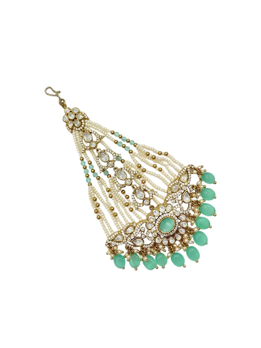 Antique Mint Polki Pearl Bridal Passa