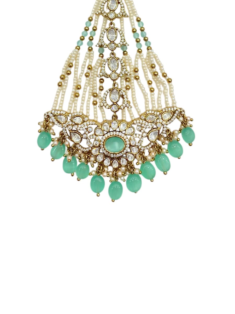 Antique Mint Polki Pearl Bridal Passa