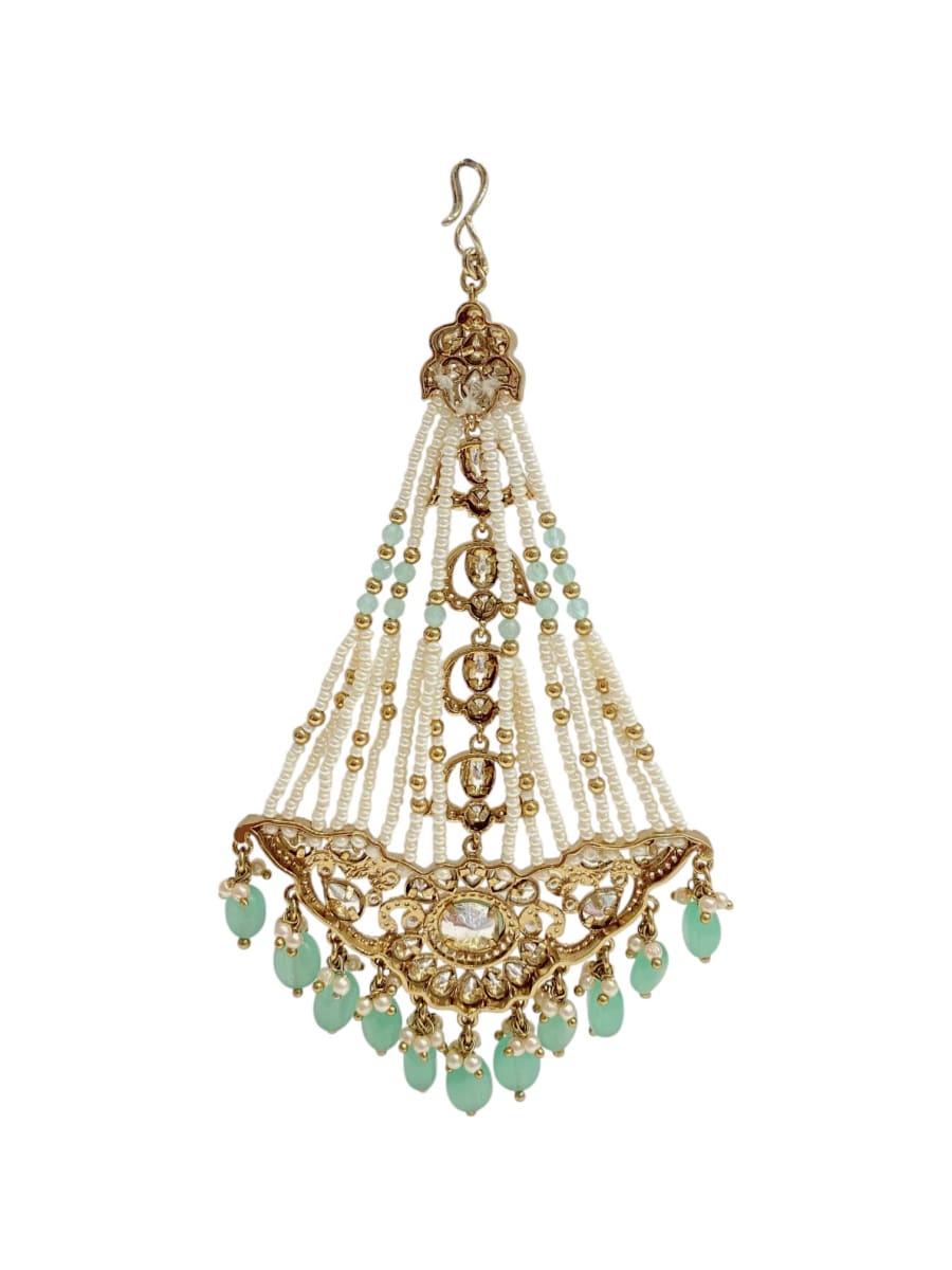 Antique Mint Polki Pearl Bridal Passa