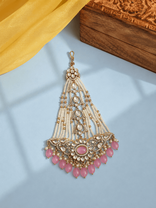 Antique Pink Polki Pearl Bridal Passa