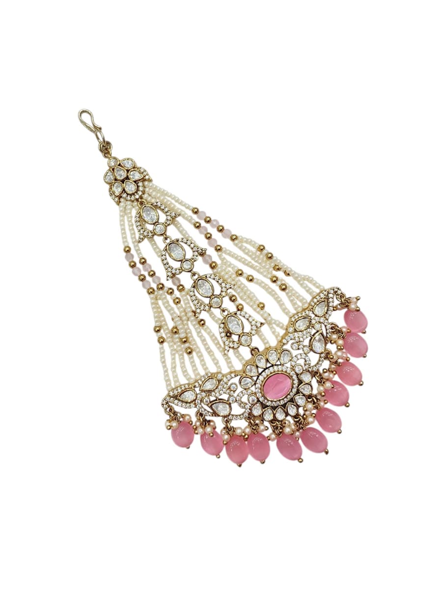 Antique Pink Polki Pearl Bridal Passa