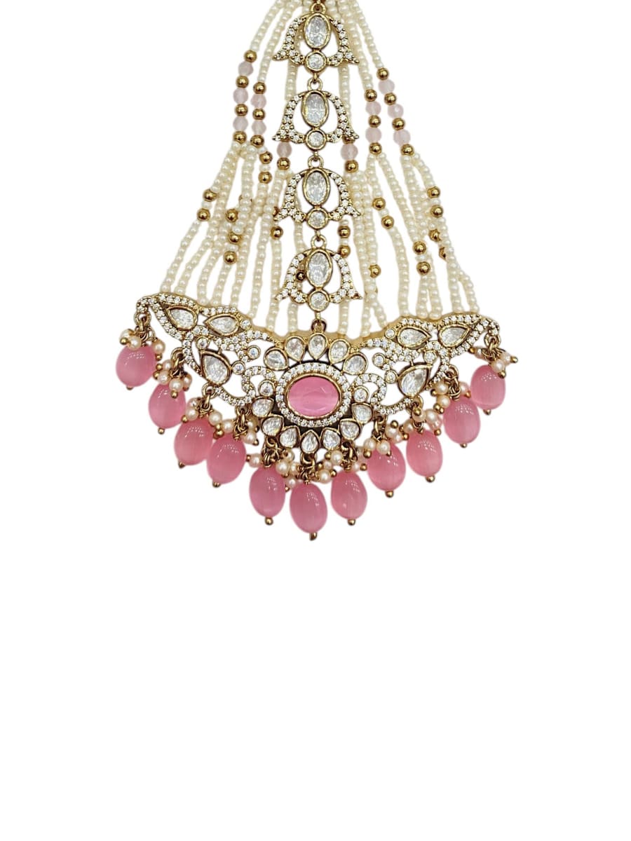 Antique Pink Polki Pearl Bridal Passa