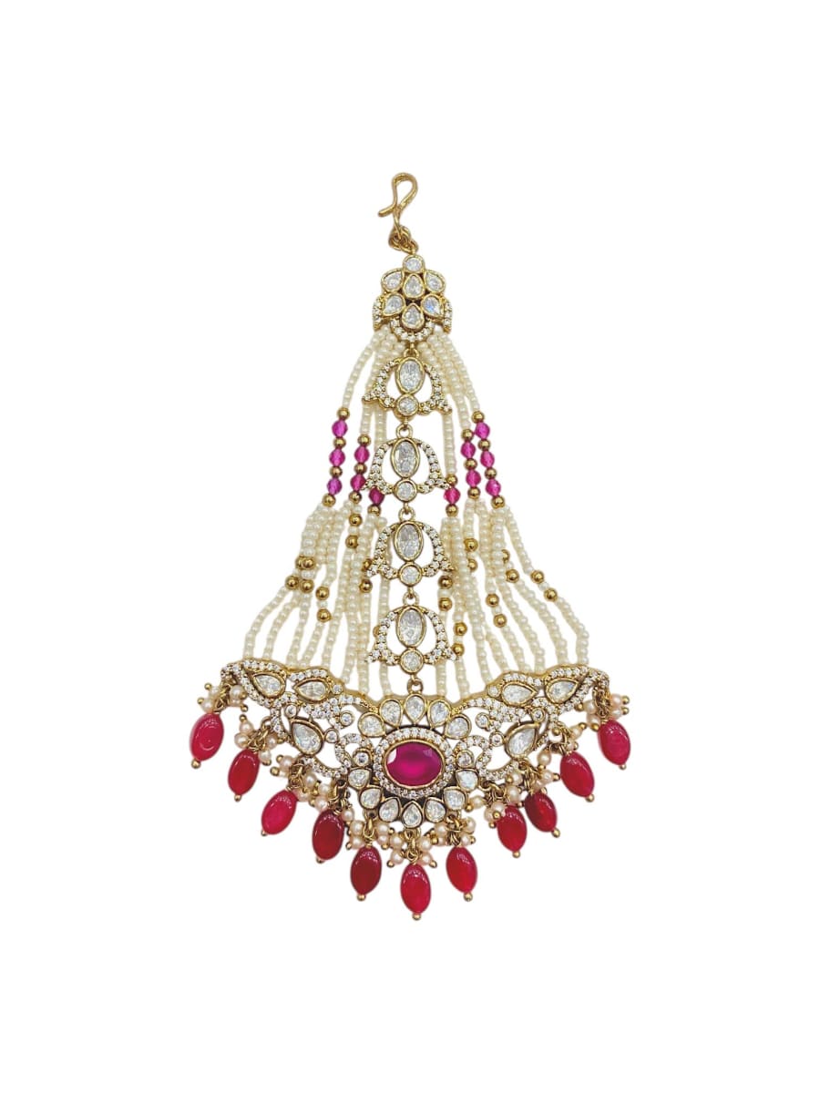 Antique Ruby Polki Pearl Bridal Passa