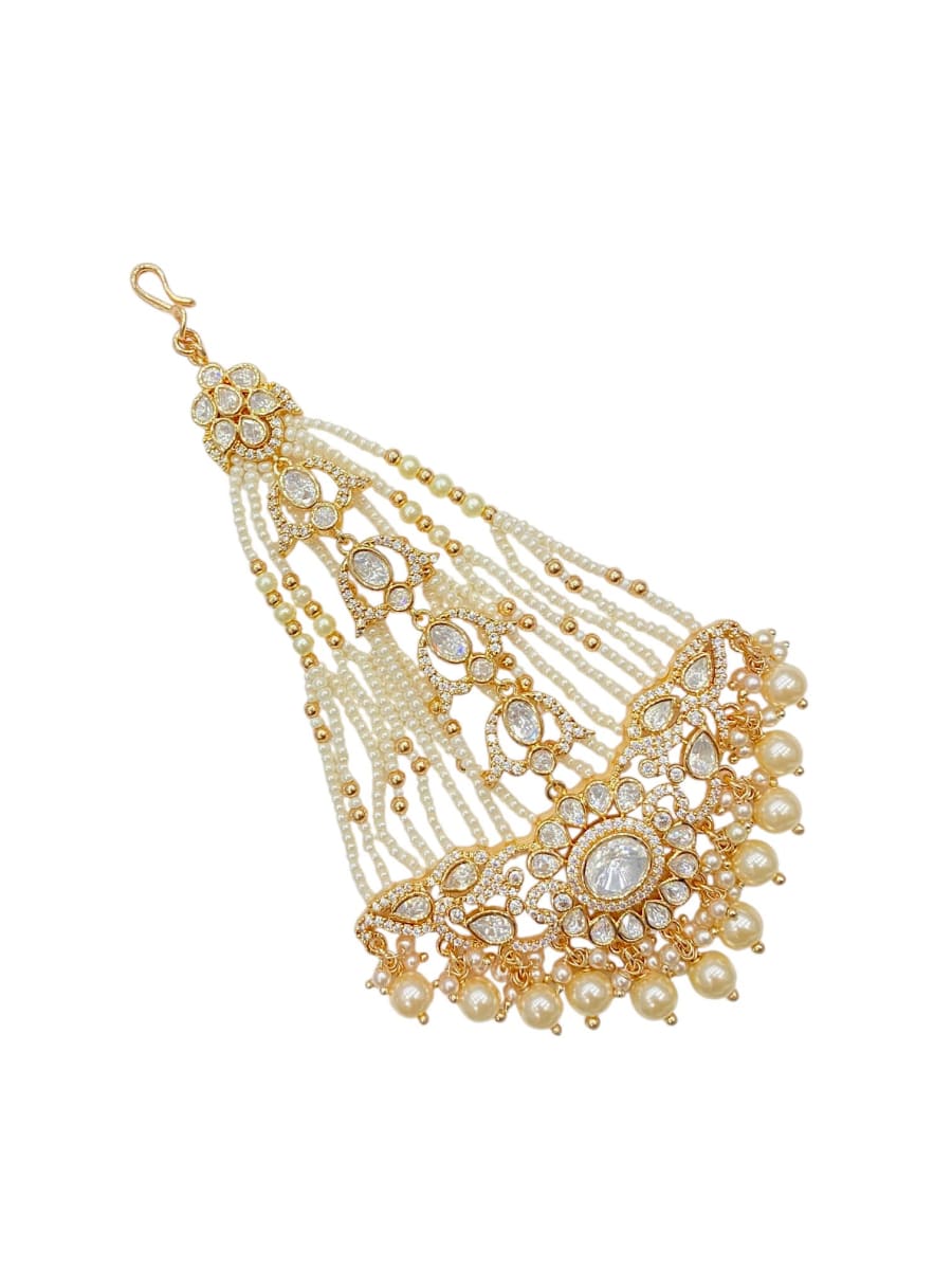 22k Carat Polki Pearl Bridal Passa Jhoomar