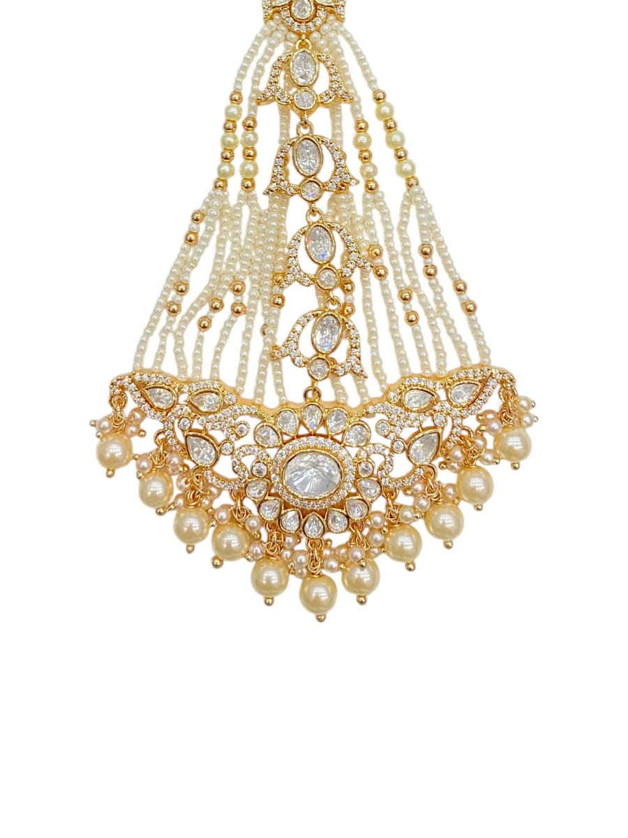 22k Carat Polki Pearl Bridal Passa Jhoomar