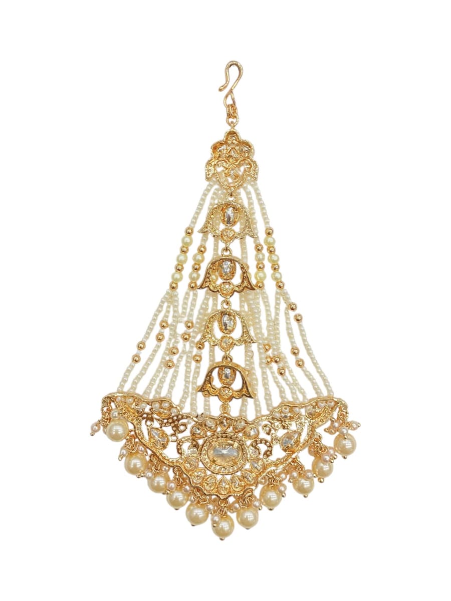 22k Carat Polki Pearl Bridal Passa Jhoomar