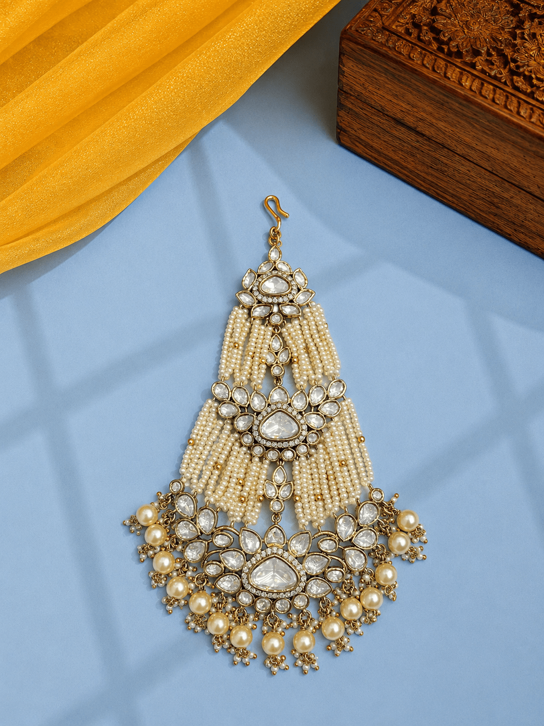 Sirini Pearl Cascade Kundan Passa Mehendi Polish